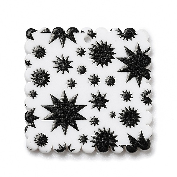 

PandaHall Opaque Acrylic Pendants, for DIY Earring Accessories, Square with Sun, Black, 29.5x29.5x2mm, Hole: 1.4mm Acrylic Square Black