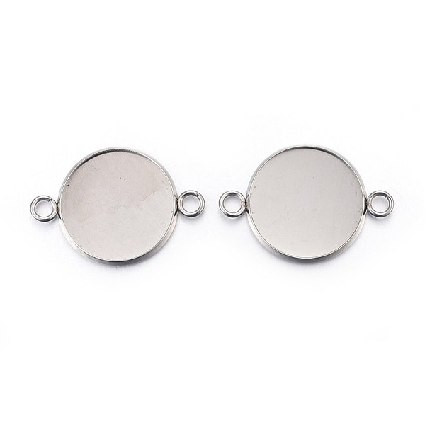 

PandaHall 304 Stainless Steel Cabochon Connector Settings, Plain Edge Bezel Cups, Flat Round, Stainless Steel Color, Tray: 20mm, 31.5x22x2mm...
