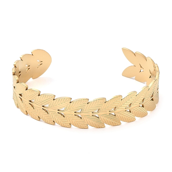 

PandaHall 304 Stainless Steel Leafy Branch Cuff Bangle for Women, Golden, Inner Diameter: 2-1/2 inch(6.4cm) 304 Stainless Steel Leaf