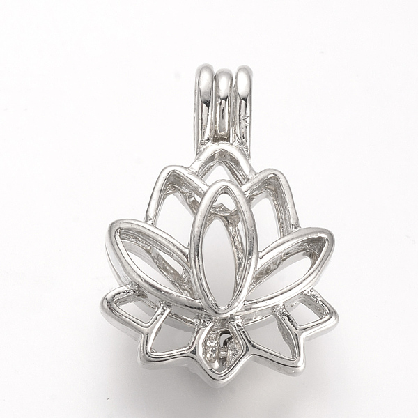 

PandaHall Alloy Locket Pendants, Cage Pendants, Flower, Platinum, 25x17.5x10.5mm, Hole: 3.5x4.5mm, inner measure: 11.5x14mm Alloy Flower