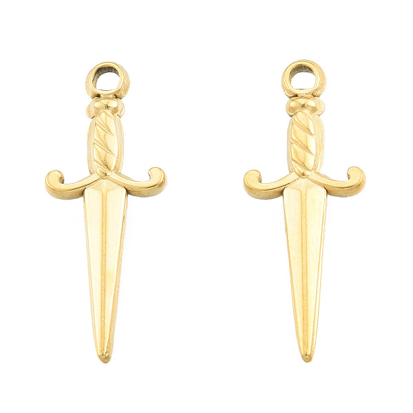 

PandaHall Ion Plating(IP) 201 Stainless Steel Pendants, Sword, Real 18K Gold Plated, 27.5x10.5x2.5mm, Hole: 2mm 201 Stainless Steel Others