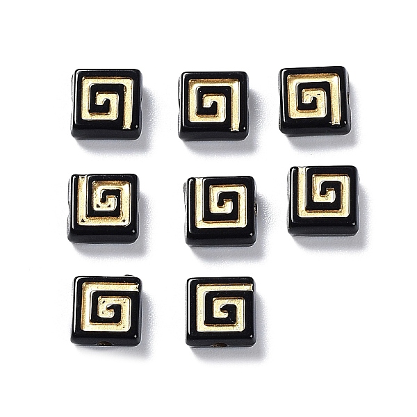 

PandaHall Opaque Acrylic Beads, Metal Enlaced, Square, Goldenrod, 8.5x8.5x3.5mm, Hole: 1.6mm, about 1980pcs/500g Acrylic Square Black