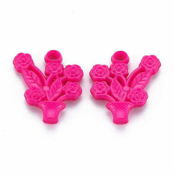 

PandaHall Plastic Pendants, Flower, Mixed Color, 27x23x3.5mm, Hole: 2.5mm about 5600pcs/bag Plastic Flower Multicolor