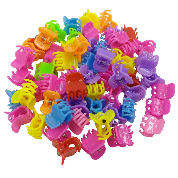 

PandaHall Kids Hair Accessories, Plastic Claw Hair Clips, Hand, Mixed Color, 15x15mm, about 100pcs/bag Plastic Multicolor