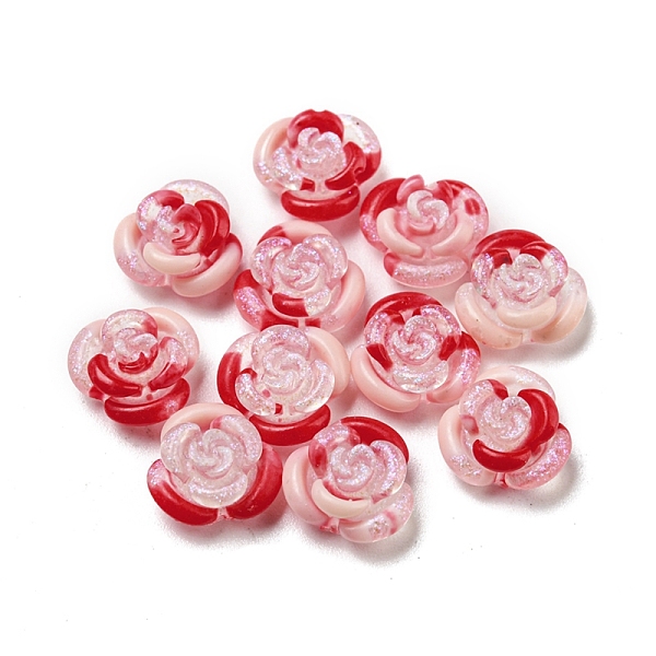 

PandaHall Luminous Transparent Resin Decoden Cabochons, Glow in the Dark Flower with Glitter Powder, FireBrick, 8.5x9x4.5mm Resin Flower Red