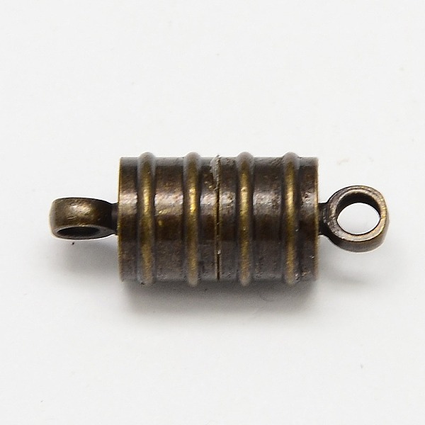 

PandaHall Brass Magnetic Clasps with Loops, Nickel Free, Column, Antique Bronze, 20x8mm, Hole: 2mm Brass Column