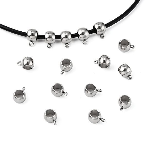 

PandaHall Rondelle 201 Stainless Steel Tube Bails, Loop Bails, Smooth Surface, Stainless Steel Color, 9x6.5x5mm, Hole: 1.5mm, Inner Diameter...