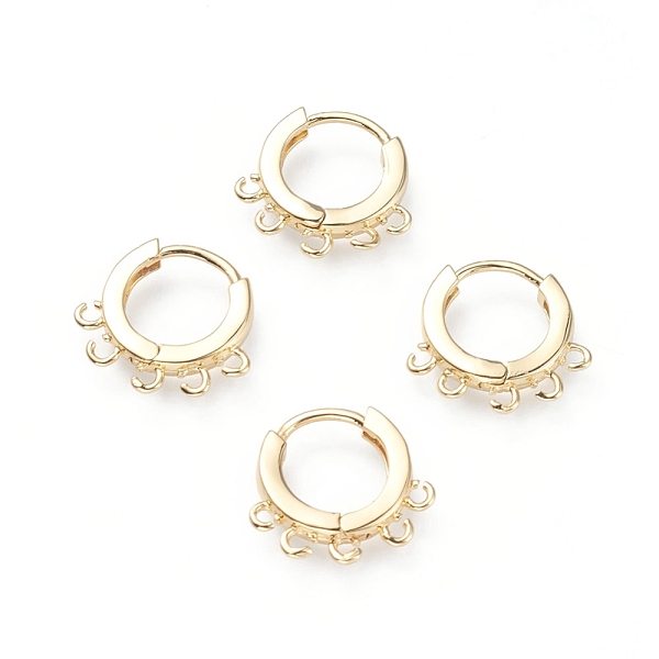 

PandaHall Brass Huggie Hoop Earring Findings, Ring, with Horizontal Loops, Golden, 15x14.5x2.5mm, Hole: 1mm, pin: 1mm Brass