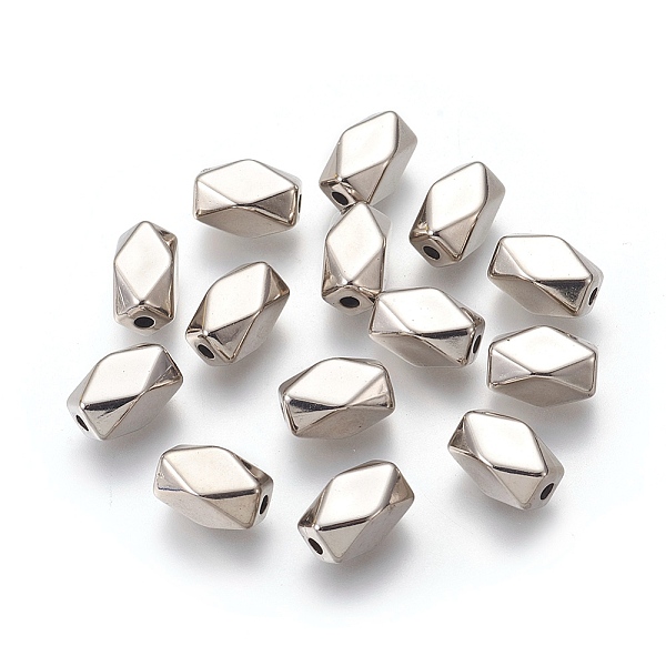 

PandaHall CCB Plastic Beads, Faceted, Cuboid, Platinum, 13.2x7.5mm, Hole: 2.3mm Plastic Cuboid