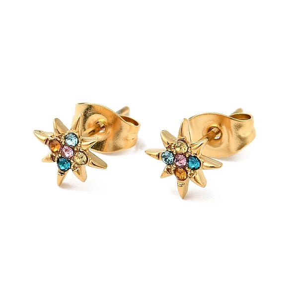 

PandaHall Rhinestone Flower Stud Earrings with 316 Surgical Stainless Steel Pins, Gold Plated 304 Stainless Steel Jewelry for Women, Mixed..., Multicolor