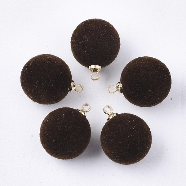 

PandaHall Flocky Acrylic Pendants, with Brass Findings, Round, Golden, Coconut Brown, 18x14mm, Hole: 1.6mm Brass+Acrylic Round Brown