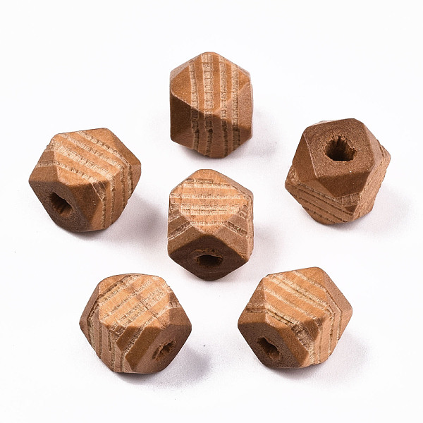 

PandaHall Painted Natural Wood Beads, Laser Engraved Pattern, Faceted, Polygon with Zebra-Stripe, Saddle Brown, 10x10x10mm, Hole: 2.5mm...