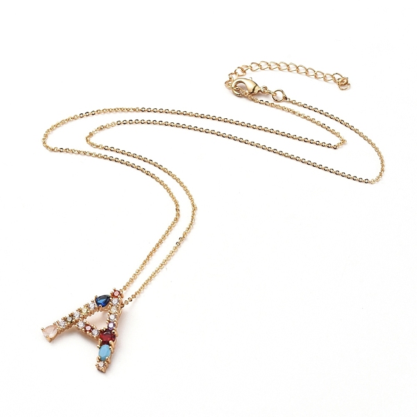 

PandaHall Letter Brass Initial Pendants Necklaces, with Rhinestone, Cubic Zirconia, Cable Chain and Lobster Claw Clasps, with Cardboard...
