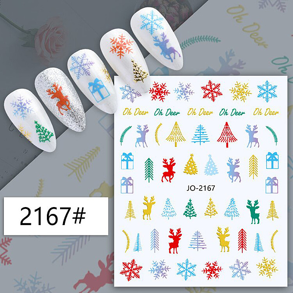 

PandaHall Christmas Theme Nail Art Stickers, Nail Decals, for Nail Tips Decorations, Mixed Pattern, Colorful, 10.1x7.85cm Paper