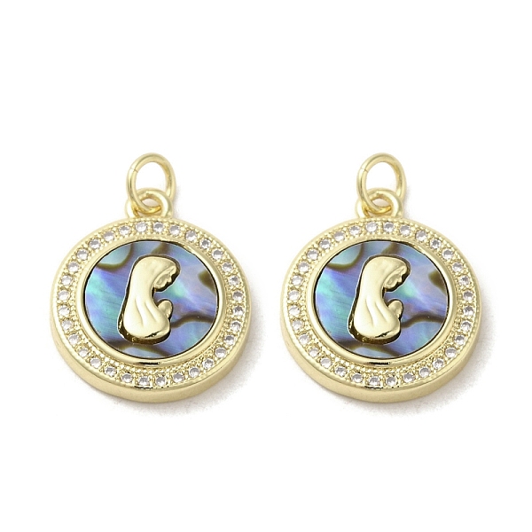

PandaHall Brass Micro Pave Clear Cubic Zirconia Pendants, with Shell, Real 18K Gold Plated, Human, Flat Round, 18x15.5x3.5mm, Hole: 3.4mm...