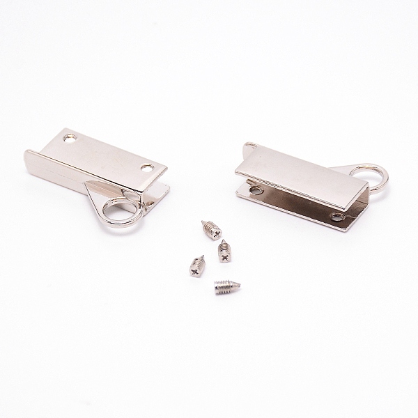 

PandaHall Zinc Alloy Bag Lock Catch Clasps, with Screws, Rectangle, Platinum, 3.3x1.95x0.65cm Alloy