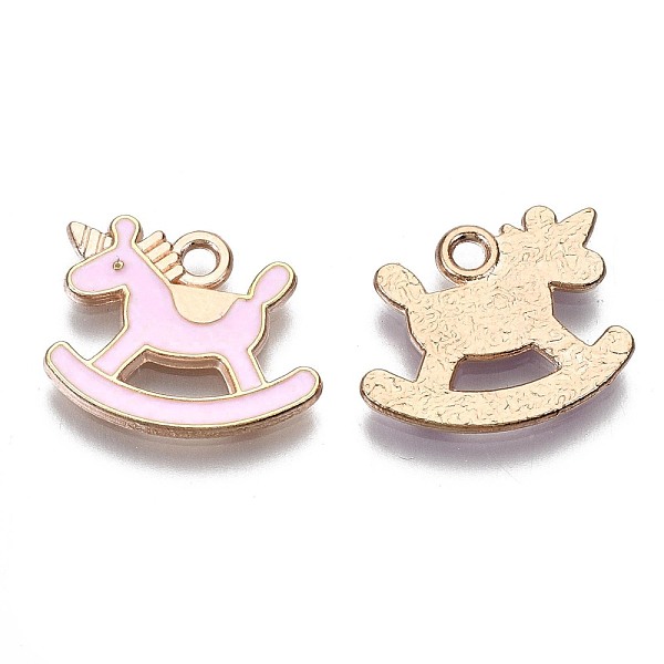 

PandaHall Alloy Enamel Pendants, Cadmium Free & Lead Free, Rocking Horses, Light Gold, Pink, Light Gold, 13x16x1.5mm, Hole: 1mm Alloy+Enamel...