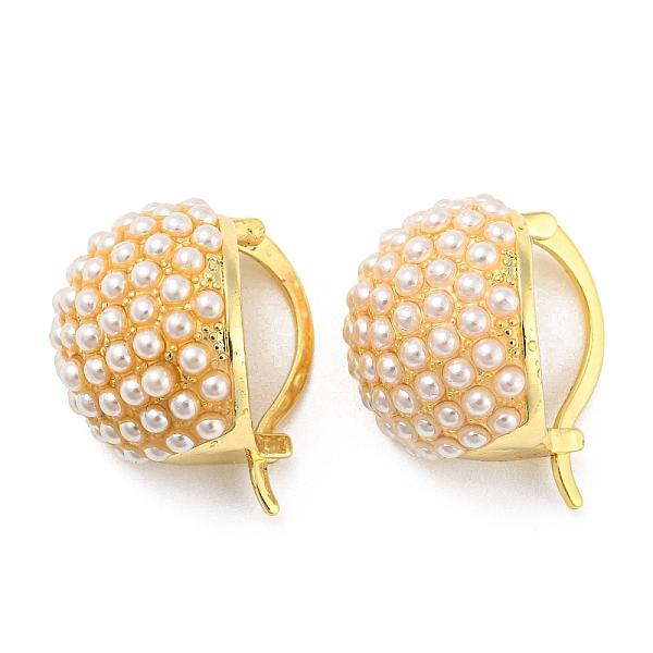 

PandaHall Rack Plating Brass Round Dome Hoop Earrings with Plastic Pearl Beaded, Lead Free & Cadmium Free, Real 18K Gold Plated, 18x16mm...