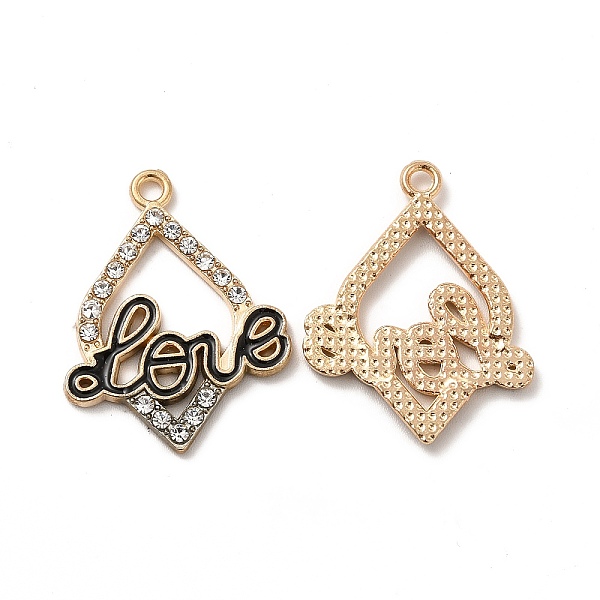 

PandaHall Alloy Enamel Pendants, with Crystal Rhinestone, Horse Eye & Word Love Charm, Light Gold, 26.5x20.5x2mm, Hole: 1.8mm Alloy..., Black