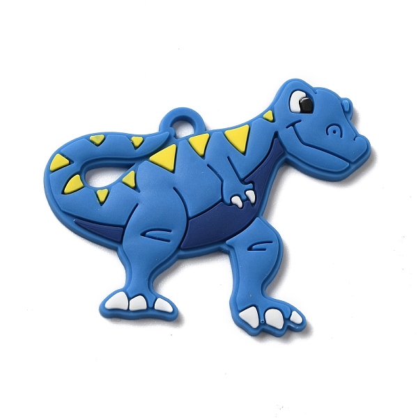 

PandaHall PVC Cartoon Pendants, Dinosaur, Royal Blue, 41x50x3mm, Hole: 3.5mm PVC Dinosaur