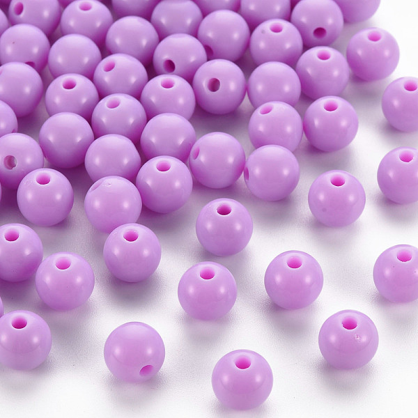 

PandaHall Opaque Acrylic Beads, Round, Violet, 8x7mm, Hole: 2mm, about 1745pcs/500g Acrylic Round Purple