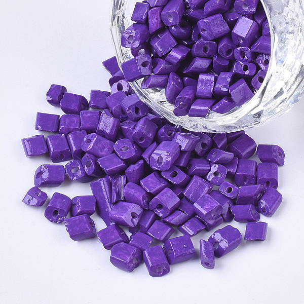 

PandaHall 6/0 Baking Paint Glass Seed Beads, Oblique Cut Beads, Opaque Colours, Blue Violet, 6/0, 4~8x3.5~4.5x2.5~3mm, Hole: 0.9mm, about..., Purple