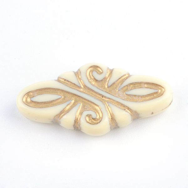 

PandaHall Rhombus Plating Acrylic Beads, Golden Metal Enlaced, Beige, 30x14x5.5mm, Hole: 1mm, about 337pcs/500g Acrylic Rhombus Yellow