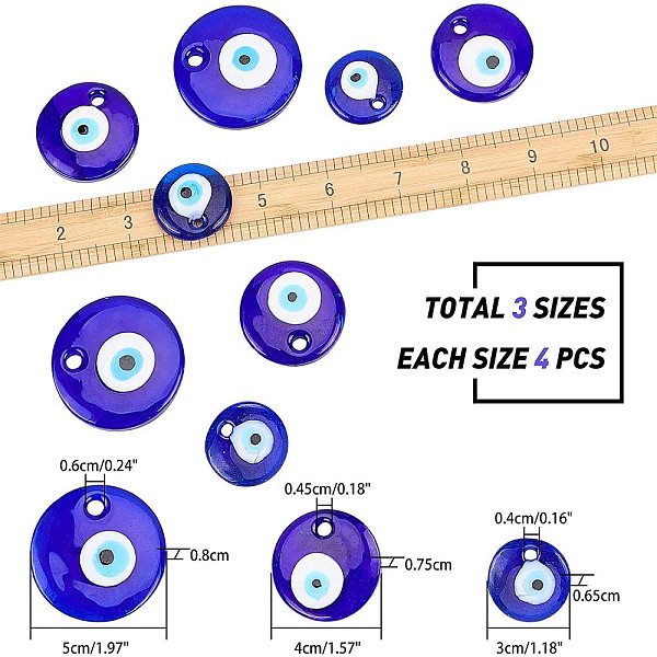 

PandaHall Handmade Evil Eye Lampwork Pendants, Dark Blue, 30~54x6.5~10mm, Hole: 4~6mm, 8pcs/box Lampwork Evil Eye Blue