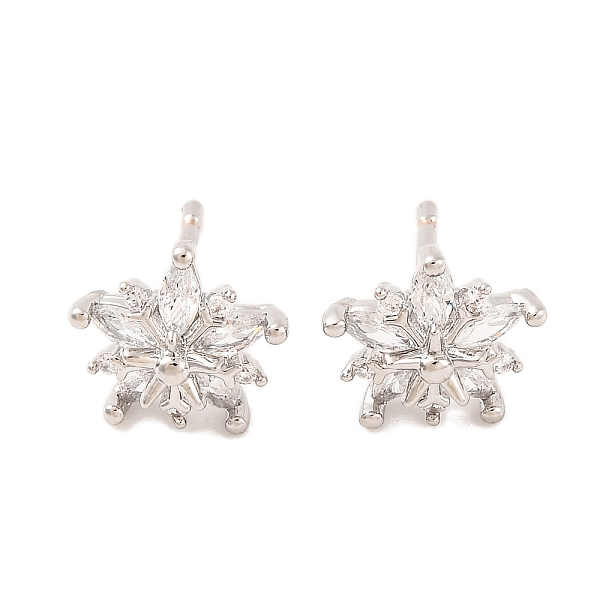 Boucles d'oreilles en laiton avec micro pavé de zircone cubique transparente pour femmes