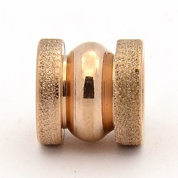 

PandaHall Stainless Steel Textured Beads, Large Hole Column Grooved Beads, Rose Gold, 10x10mm, Hole: 6mm Stainless Steel Column