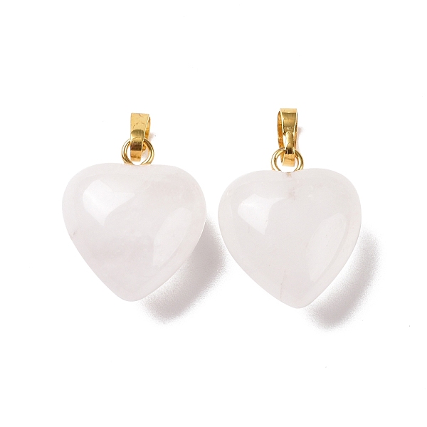 

PandaHall Natural Quartz Crystal Pendants, Rock Crystal Pendants, with Golden Tone Brass Findings, Puffy Heart Charm, 18x15~15.5x6~8mm, Hole...