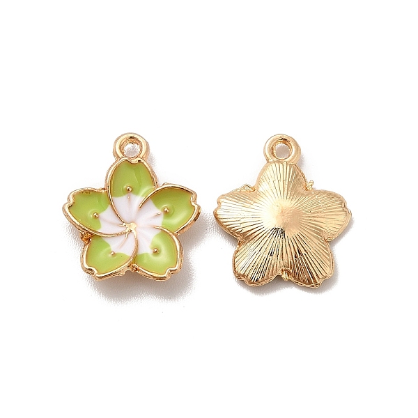 

PandaHall Alloy Enamel Pandants, Lead Free & Cadmium Free, Light Gold, Flower Charm, Green, 16x13.5x3mm, Hole: 1.4mm Alloy+Enamel Flower...