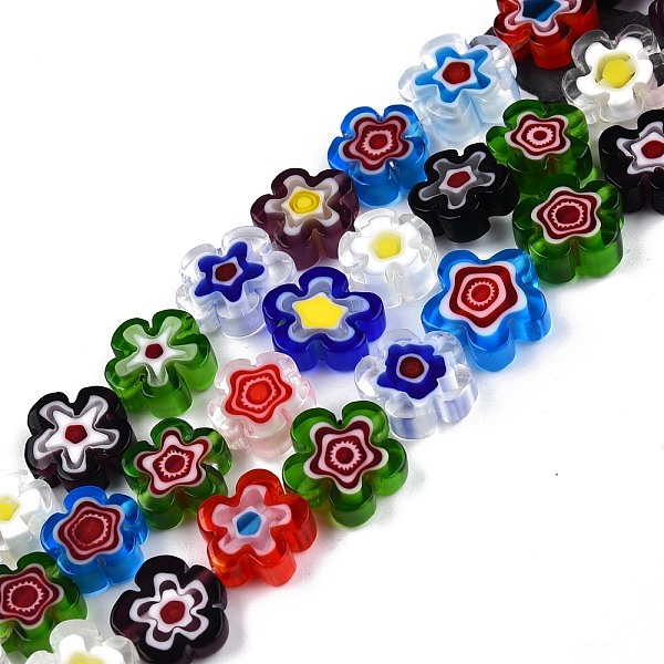 

PandaHall Handmade Millefiori Glass Bead Strands, Plum Bossom, Colorful, 9.5~12x9.5~12.5x4~4.5mm, Hole: 1.5mm, about 39pcs/strand, 15.94...