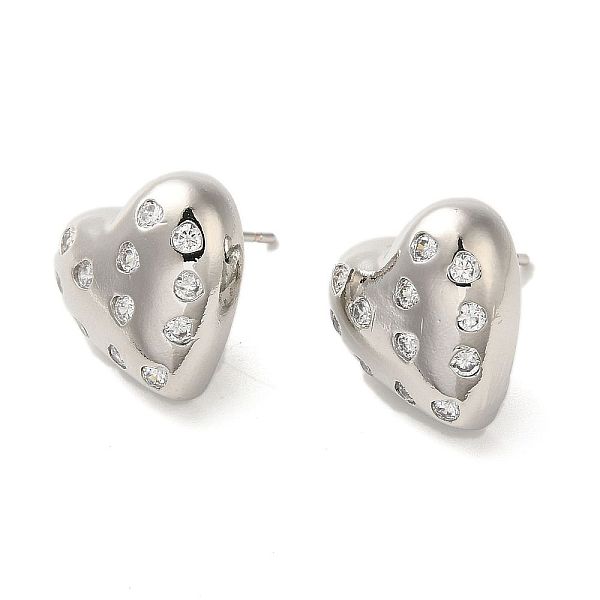 

PandaHall Heart Rack Plating Brass Micro Pave Cubic Zirconia Stud Earrings for Women, Long-Lasting Plated, Lead Free & Cadmium Free...
