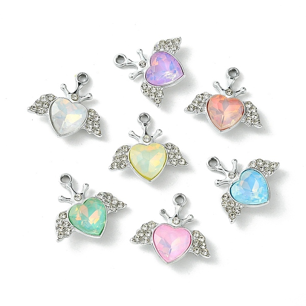 

PandaHall UV Plating Alloy Mixed Color Glass Rhinestone Pendants, Heart with Wings, Platinum, 21.5x22.5x5mm, Hole: 2mm Alloy+Rhinestone..., Multicolor