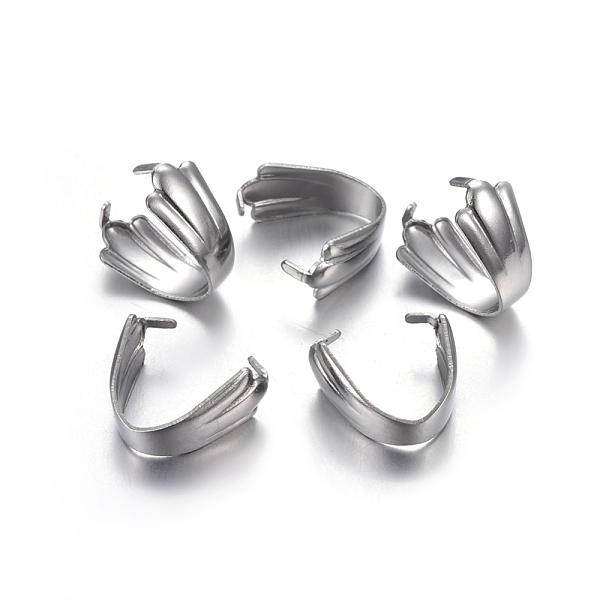 

PandaHall 304 Stainless Steel Snap on Bails, Stainless Steel Color, 10.5x10.5x5.5mm, Pin: 1mm 304 Stainless Steel