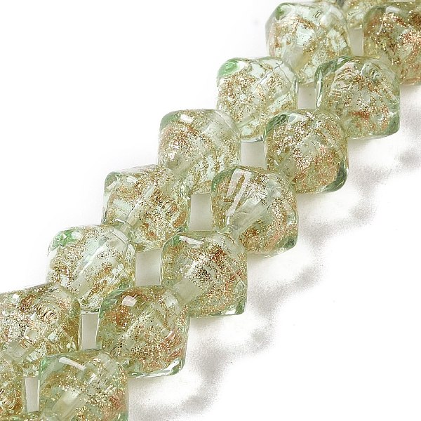 

PandaHall Handmade Gold Sand Lampwork Beads, Bicone, Dark Sea Green, 11.5x10.5mm, Hole: 1.5mm, about 45pcs/strand, 18.90''(48cm) Lampwork...