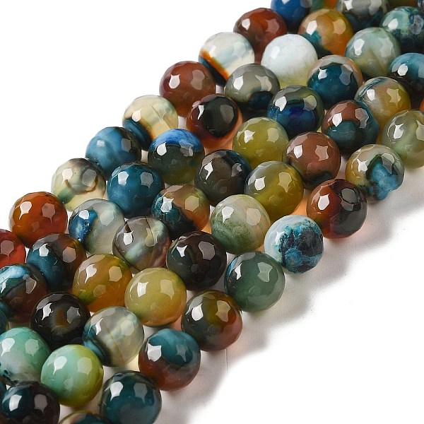 

PandaHall Natural Agate Beads Strands, Dyed & Heated, Faceted Round, Light Sky Blue, 8mm, Hole: 1mm, about 47pcs/strand, 14.57~14.84 inch...