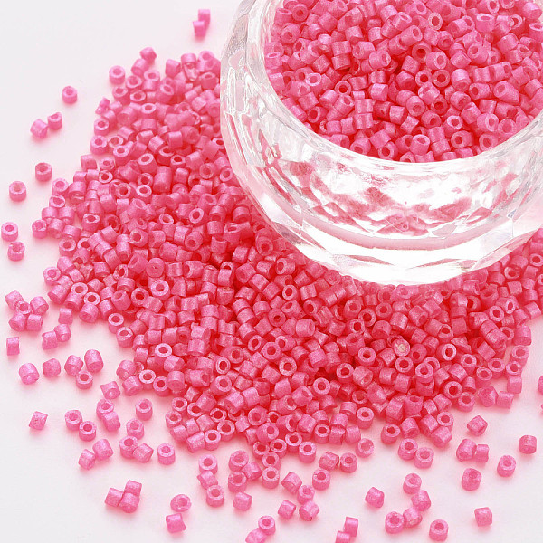 

PandaHall Fluorescent Color Glass Cylinder Beads, Seed Beads, Baking Paint, Round Hole, Deep Pink, 1.5~2x1~2mm, Hole: 0.8mm, about...