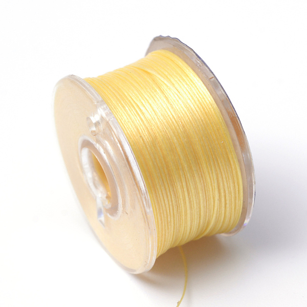 

PandaHall Special Coated Polyester Beading Threads for Seed Beads, Gold, 0.1mm, about 50yards/roll Polyester Gold