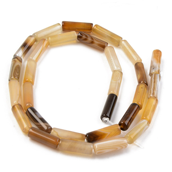 

PandaHall Natural Agate Gemstone Bead Strands, Column, Sandy Brown, 13x4.5mm, Hole: 1mm, about 29pcs/strand, 15.08 inch(38.3cm) Natural...