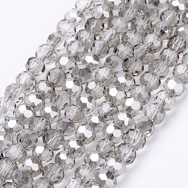 

PandaHall Electroplate Glass Beads Strands, Faceted(32 Facets), Round, Gainsboro, 4mm, Hole: 1mm, about 87~93pcs/strand, 32~33cm Glass Round..., Gray