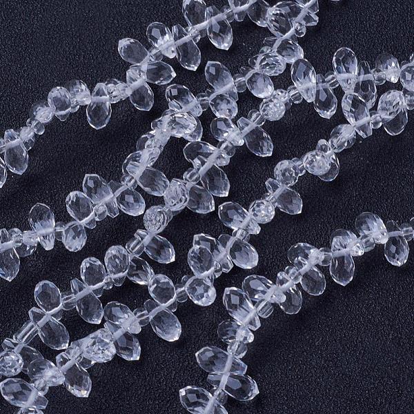 

PandaHall Glass Beads Strands, Top Drilled Beads, Faceted, Teardrop, Clear, 9x4mm, Hole: 1mm, 3x2mm, about 98~100pcs/strand, 14~14.5 inch...