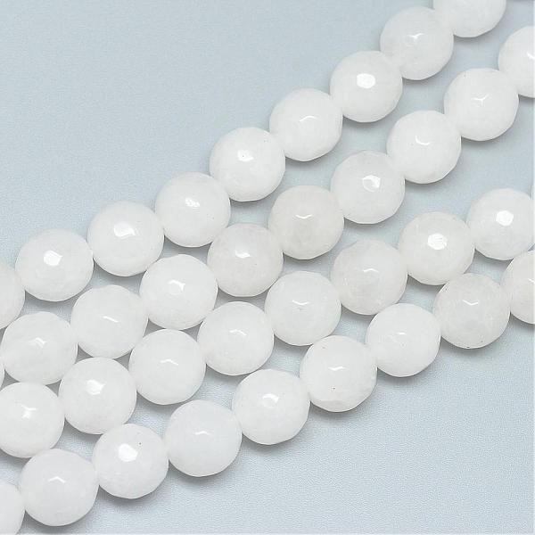 

PandaHall Glass Beads Strands, Faceted, Round, White, 8~9mm, Hole: 1mm, about 45~47pcs/strand, 14.4~15.2 inch Glass Round White