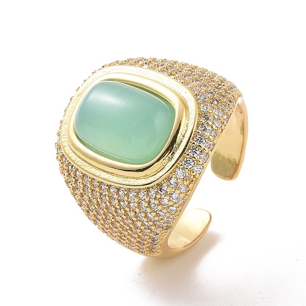 

PandaHall Glass Oval Open Cuff Ring with Clear Cubic Zirconia, Brass Thick Ring for Women, Cadmium Free & Nickel Free & Lead Free, Real 18K...