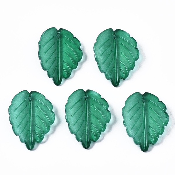 

PandaHall Spray Painted Glass Pendants, Leaf, Sea Green, 23.5x17.5x4.5mm, Hole: 1mm Glass Leaf