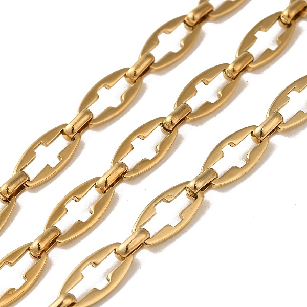 

PandaHall Ion Plating(IP) 304 Stainless Steel Cross Link Chains, Unwelded, with Spool, Real 18K Gold Plated, 13.5x6.5x1.3mm, 10m/roll 304...