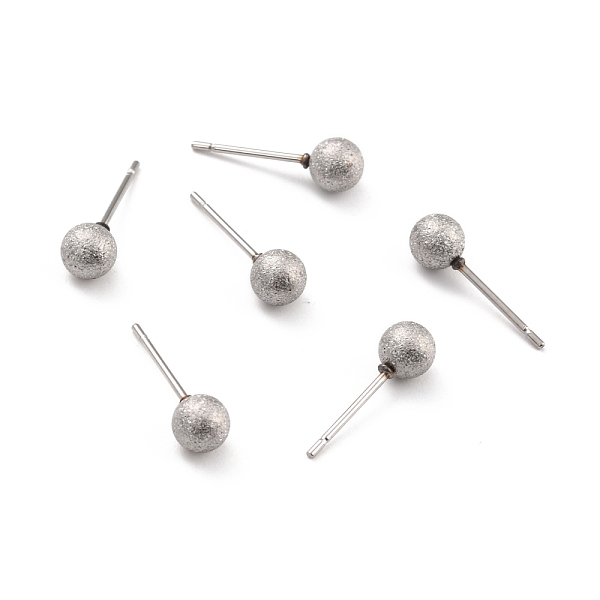 

PandaHall 201 Stainless Steel Textured Ball Stud Earrings, Post Earrings with 304 Stainless Steel Pin for Women , Stainless Steel Color...