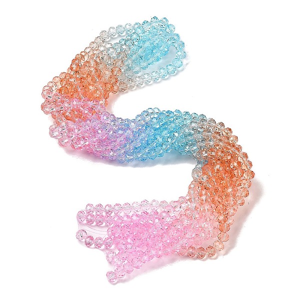 

PandaHall Transparent Painted Glass Beads Strands, Faceted, Rondelle, Colorful, 6x5mm, Hole: 1mm, about 80pcs/strand, 16.54''(42cm) Glass...