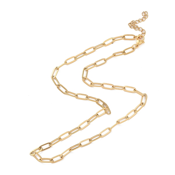 

PandaHall Ion Plating(IP) 304 Stainless Steel Paperclip Chain Necklace for Women, Golden, 16.34 inch(41.5cm) 304 Stainless Steel